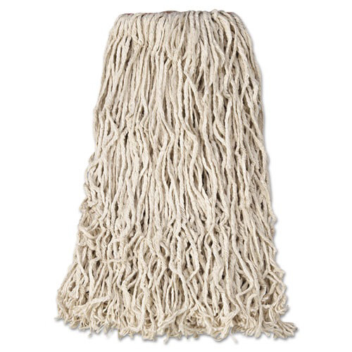 Mops | Rubbermaid Commercial FGF11800WH00 24 oz. Premium Cut-End Cotton Wet Mop Head with 1 in. Orange Band - White (12/Carton) image number 0