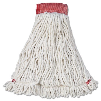 Rubbermaid Commercial FGA25306WH00 6-Piece Web Foot Shrinkless Large Cotton/Synthetic Wet Mop Head with 5 in. Headband (White)