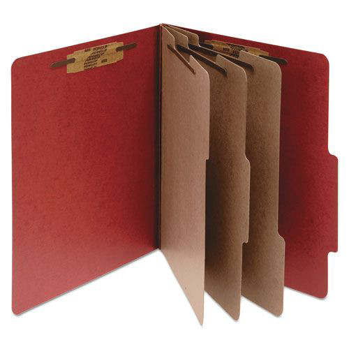ACCO A7015038 3 Dividers Pressboard Classification Folders - Letter, Earth Red (10/Box) image number 0