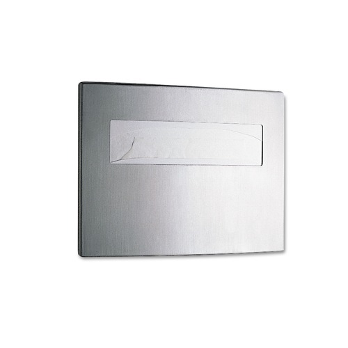 Memorial Day Sale | Bobrick B-4221 15.75 in. x 2.25 in. x 11.25 in. Stainless Steel Toilet Seat Cover Dispenser - Satin Finish image number 0