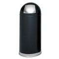 Waste Cans | Safco 9636BL Dome Receptacle W/spring-Loaded Door, Round, Steel, 15gal, Black image number 0