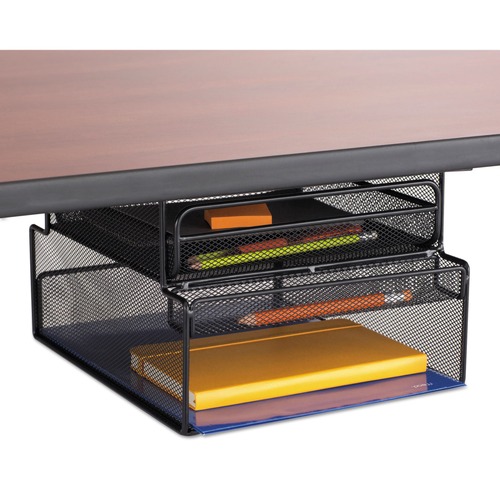 Safco 3244BL Onyx 12.33 in. x 10 in. x 7.25 in. Under Desk Hanging Organizer with Drawer - Black image number 0