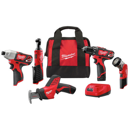 Milwaukee 2498 25 M12 Cordless Lithium Ion 5 Tool Combo Kit