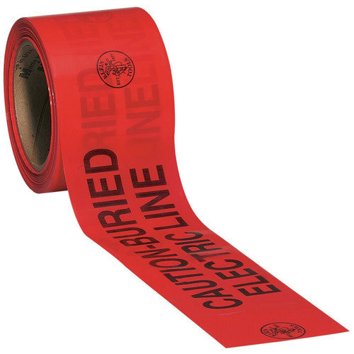 Klein Tools 58002 3 in. x 200 ft. CAUTION-BURIED ELECTRIC LINE Barricade Tape - Red image number 0
