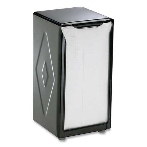 New Arrivals | San Jamar H900BK 3-3/4 in. x 4 in. x 7-1/2 in. Capacity: 150, Tall Fold, Tabletop Napkin Dispenser - Black image number 0