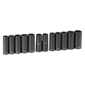 Grey Pneumatic 1500DW 12-Piece 1/2 in. Drive 6-Point SAE/Metric Extra-Thin Wall Deep Impact Socket Set for Wheel Service image number 0