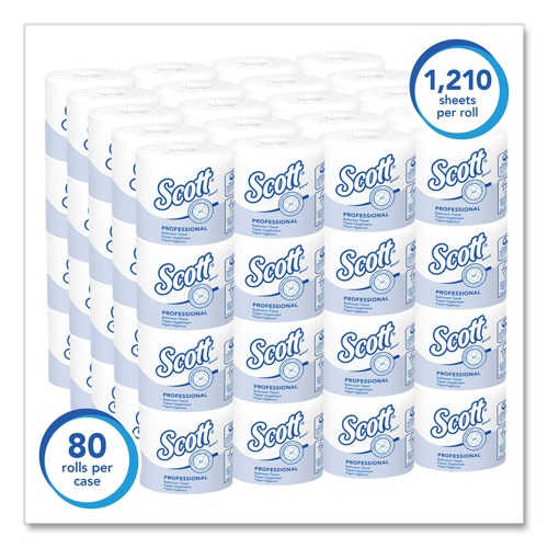 Scott 5102 Standard Roll 1-Ply Bathroom Tissue - White (1210 Sheets/Roll 80 Rolls/Carton) image number 0