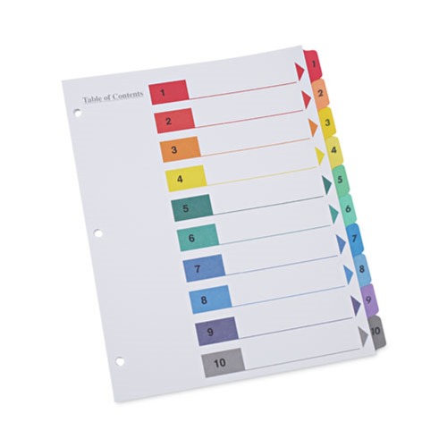 Universal UNV24804 10 Tab Deluxe Table of Contents Index Dividers - White (6 Sets/Pack) image number 0