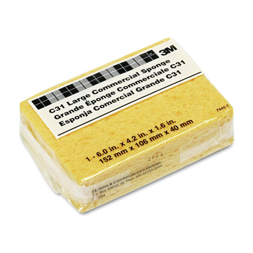 3M C31 4.25 in. x 6 in., 1.6 in. Thick, Commercial Cellulose Sponge - Yellow image number 0