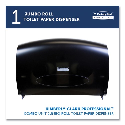 Kimberly-Clark Professional 09551 Essential Cored 20.43 in. x 13.12 in. x 5.8 in. Jumbo Roll Toilet Paper Dispenser - Black/ Smoke image number 0