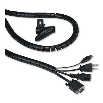 Innovera IVR39660 Cable Management Coiled Tube, 0.75-in Dia X 77.5-in Long, Black
