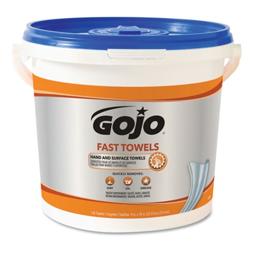GOJO Industries 6298-04 Fast Towels 6.93 in. x 7.93 in. Hand Cleaning Towels (130-Piece/Bucket, 4 Buckets/Carton) image number 0
