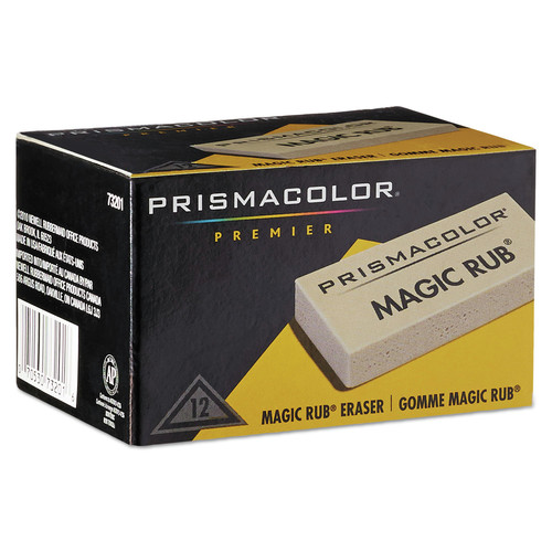New Arrivals | Prismacolor 73201 Magic Rub Eraser, For Pencil/ink Marks, Rectangular Block, Medium, Off White, Dozen image number 0