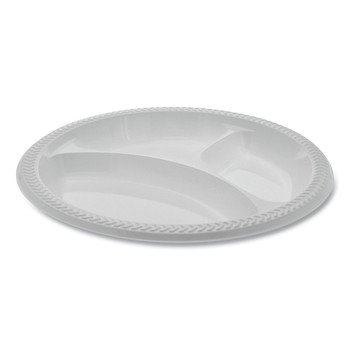 Pactiv Corp. MIC10Y Meadoware 10.25 in. Round 3 Compartment Plates - White (500/Carton)