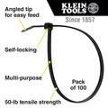 Ropes and Ties | Klein Tools 450-200 100-Piece 7.75 in. 50 lbs. Tensile Strength Heavy Duty Nylon Cable Zip Tie Set - Black image number 1