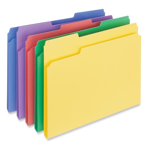 Universal UNV16166 Letter Size Reinforced Top-Tab File Folders - Assorted Colors (100/Box) image number 0