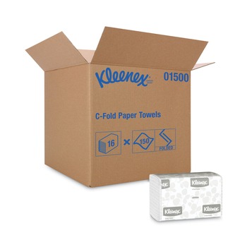 Kleenex 1500 10.125 in. x 13.15 in. C-Fold Paper Towels - White (150-Piece/Pack, 16 Packs/Carton)