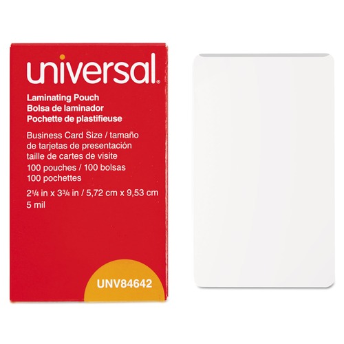Universal UNV84642 5 mil 3.75 in. x 2.25 in. Laminating Pouches - Matte Clear (100-Piece/Box) image number 0