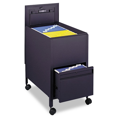 New Arrivals | Safco 5364BL 17 in. x 26 in. x 28 in. Locking Mobile Tub Tile with Drawer - Letter, Black image number 0