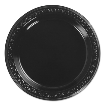 Chinet 81406 6 in. Heavyweight Plastic Plates - Black (125-Piece/Bag, 8 Bags/Carton)