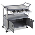 Carts | Rubbermaid Commercial FG409400GRAY Xtra 300 lbs. Capacity 3-Shelf Instrument Cart - Gray image number 1