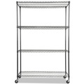 Alera ALESW604818BA 48 in. x 18 in. x 72 in. 4-Shelf Wire Shelving Kit with Casters - Black Anthracite image number 1