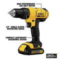 Dewalt DCK240C2 20V MAX Compact Lithium-Ion 1/2 in. Cordless Drill Driver/ 1/4 in. Impact Driver Combo Kit (1.3 Ah) image number 9