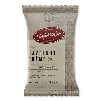 PapaNicholas Coffee 25187 2.5 oz. Premium Light Roast Hazelnut Crème Coffee (18/Carton)