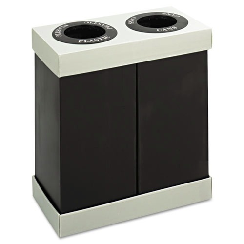 Waste Cans | Safco 9794BL Two 56 Gallon At-Your-Disposal Recycling Center, Polyethylene Bins - Black image number 0