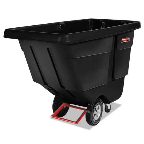 New Arrivals | Rubbermaid Commercial FG130400BLA Rotomolded Rectangular Plastic 450 lbs. Capacity Tilt Truck - Black image number 0