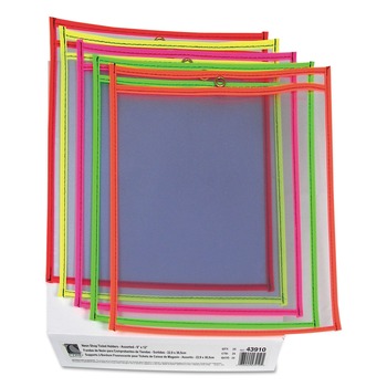 C-Line 43910 75 in. Assorted 5 Colors 9 in. x 12 in. Stitched Shop Ticket Holders - Neon  (25/Box)
