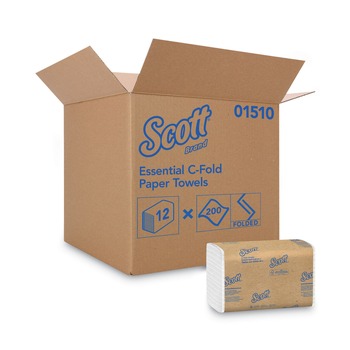 Scott 1510 Essential 10.125 in. x 13.15 in. C-Fold Paper Towels - White (200-Piece/Pack, 12 Packs/Carton)
