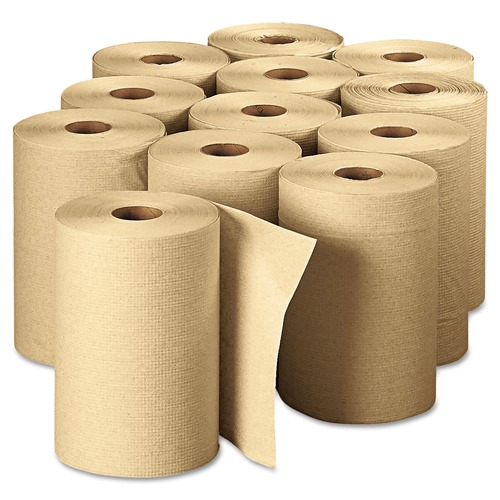 Cleaning & Janitorial Supplies | Georgia Pacific Professional 26401 Pacific Blue Basic Recycled 350 ft. x 7-7/8 in. Paper Towel Rolls - Brown (350-Piece/Roll, 12 Rolls/Carton) image number 0