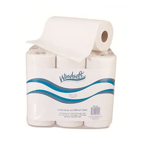 Windsoft WIN2420 2-Ply 11 in. x 9 in. Kitchen Roll Towels - White (6 Rolls/Pack, 72 Sheets/Roll) image number 0