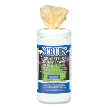 SCRUBS 90130 Graffiti and Paint Remover Towels, 10 in. x 12 in. (6 Canisters/Case, 30/Canister)