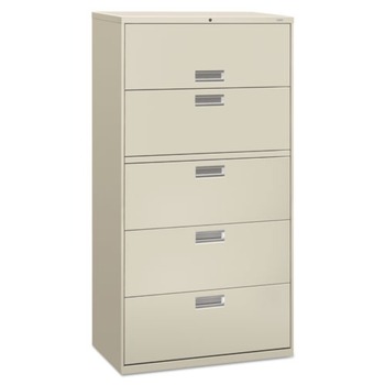 HON H685.L.Q Brigade 600 Series 36 in. x 18 in. x 64.25 in. 5 Drawer Lateral File Cabinet - Light Gray