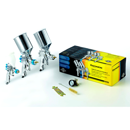 Paint Sprayers | DeVilbiss 802789 StartingLine Complete 3-Gun Auto Painting Kit image number 0
