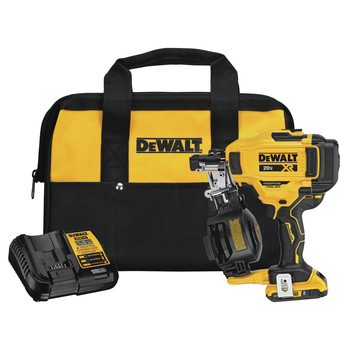 ROOFING NAILERS | Dewalt 20V MAX Brushless Lithium-Ion 15 Degree Cordless Coil Roofing Nailer Kit (2 Ah)