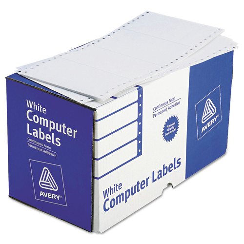 Avery 04076 Dot Matrix Pin-Fed Printer 2.94 in. x 5 in. Mailing Labels - White (3000-Piece/Box) image number 0