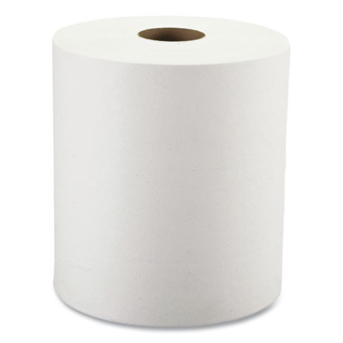 Windsoft WIN109 1-Ply 8 in. x 350 ft. Hardwound Paper Towel Rolls - White (12 Rolls/Carton) image number 0