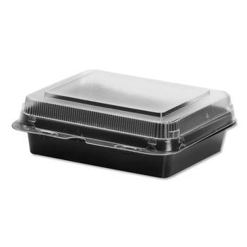 Dart 851611-PS94 Creative Carryouts BoxLine Hinged Lid Containers - Medium, Black/Clear (200/Carton)