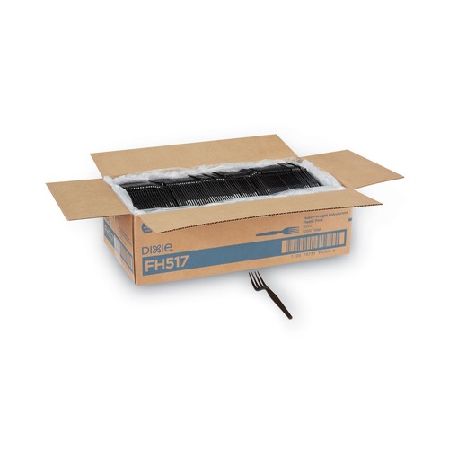 New Arrivals | Dixie FH517 Heavyweight Plastic Forks - Black (1000-Piece/Carton) image number 0