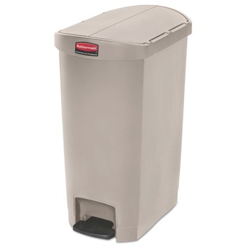 TRASH WASTE BINS | Rubbermaid Commercial 1883459 Slim Jim 13-Gallon End Step Style Resin Step-On Container - Beige