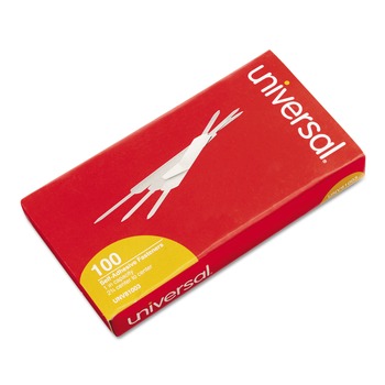 Universal UNV81003 Self-Adhesive 2.75 in. Center to Center 1 in. Capacity Paper Fasteners - Silver (100-Piece/Box)