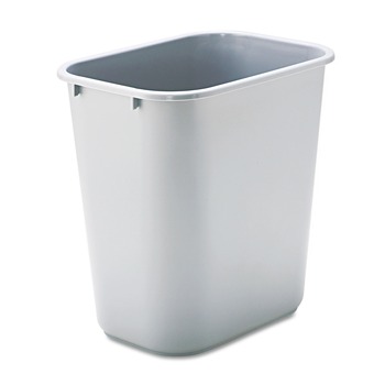 Rubbermaid Commercial FG295600GRAY 7 Gallon Rectangular Plastic Deskside Wastebasket - Gray