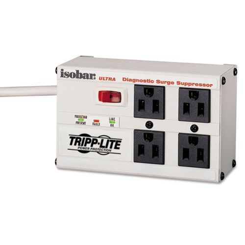 Surge Protectors | Tripp Lite IBAR4-6D Isobar Surge Protector, 4 Outlets, 6 Ft Cord, 3330 Joules, Metal Housing image number 0