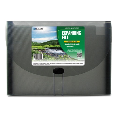 New Arrivals | C-Line 48301 1.63 in. Expansion, 7-Sections, Expanding Files - Letter, Smoke image number 0