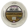  | AJM Packaging Corporation AJM CP9GOEWH Gold Label Coated Paper Plates, 9 in. Diameter White (10 Packs/Carton, 100/Pack) image number 0