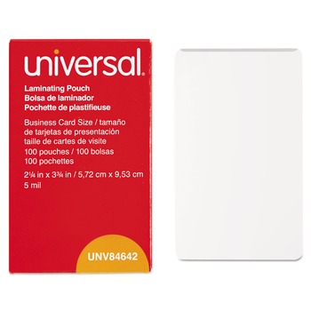 Universal UNV84642 5 mil 3.75 in. x 2.25 in. Laminating Pouches - Matte Clear (100-Piece/Box)