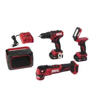 Skil CB738901 12V PWRCore 12 Lithium-Ion Brushless 1/2 in. Cordless 4-Tool Combo Kit (2 Ah)